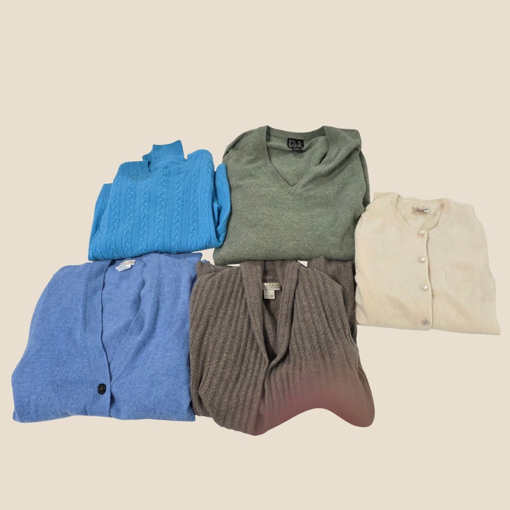 Mixed Flawed Cashmere Sweater Lot 5 Items Cardigans Crafter Scrap Fabric